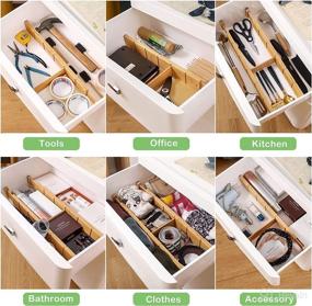 img 1 attached to 🎍 Bamboo Drawer Dividers with Inserts - 12 Pack Adjustable Kitchen Drawer Dividers (17 - 22 inches) for Clothes, Dresser, Bathroom, Office