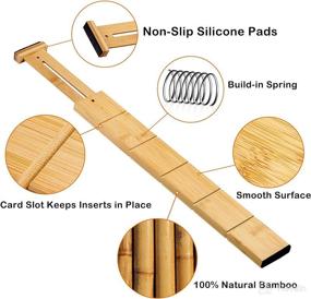 img 2 attached to 🎍 Bamboo Drawer Dividers with Inserts - 12 Pack Adjustable Kitchen Drawer Dividers (17 - 22 inches) for Clothes, Dresser, Bathroom, Office