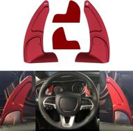enhanced control: red steering wheel shift paddle shifter extension trim covers for dodge challenger, charger, durango, jeep grand cherokee (2pcs) logo