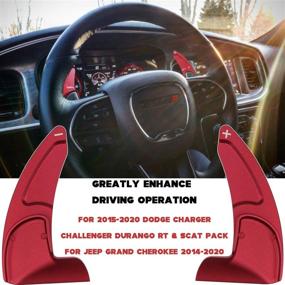 img 3 attached to Enhanced Control: Red Steering Wheel Shift Paddle Shifter Extension Trim Covers for Dodge Challenger, Charger, Durango, Jeep Grand Cherokee (2PCS)