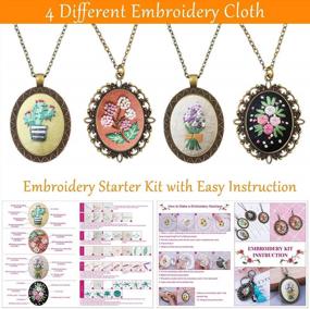 img 1 attached to Beginners' Delight: 4 Packs Embroidery Kit With 26 Pcs Mini Cross Stitch Kits And Creative Embroidery Accessories
