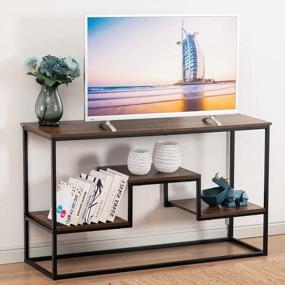 img 4 attached to Rustic Brown Entertainment Center TV Console Table With 3 Tier Storage Shelves And Metal Frame For Living Room - YOUDENOVA Industrial TV Stand For TV Up To 65 Inch And 55 Inch