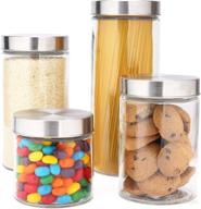 eatneat 4-piece glass kitchen canisters with stainless steel lids - modern style food storage containers for clean kitchen organization - sizes: 72oz, 55oz, 38oz, and 27oz логотип