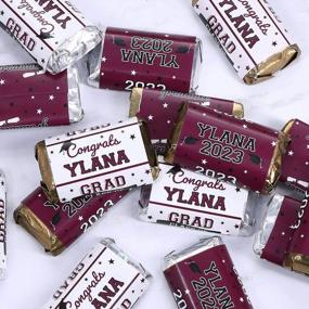 img 3 attached to Personalized Graduation Party Favors: Class Of 2023 Chocolate Bar Wrapper Stickers In Maroon
