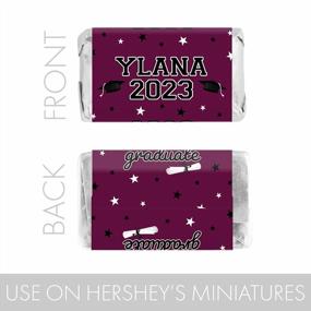 img 1 attached to Personalized Graduation Party Favors: Class Of 2023 Chocolate Bar Wrapper Stickers In Maroon