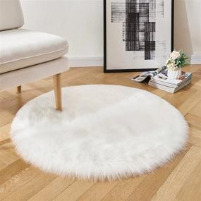 img 4 attached to Ultra Soft Fluffy Faux Fur Round Rug For Bedroom And Living Room Decor - White Washable Shag Area Rug, Plush And Fuzzy Circle Carpet, 3X3 Ft Size