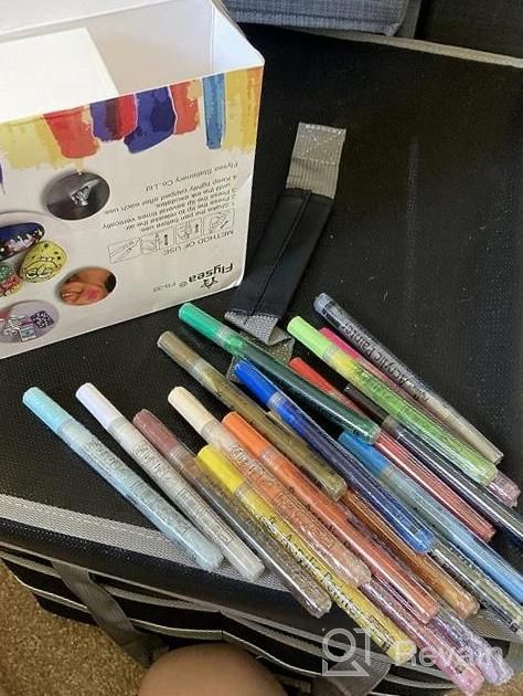 img 1 attached to IVSUN 35 Premium Acrylic Paint Markers With Extra Fine And Medium Tips - Long-Lasting Paint Pen Set For Rock, Wood, Metal, Plastic, Glass, Canvas, Ceramic, Easter Eggs - Vibrant Color Palette review by Alexa Olea