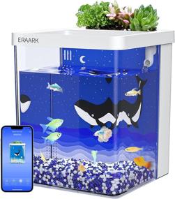 img 4 attached to 🐠 ERAARK Smart Aquarium Kit 1.5 Gallon - Self-Cleaning Betta Fish Tank with Bluetooth Connectivity, Filter, LED Light, Decorative Sand, Water Pump - Ideal Starter Kit for Fish Bowl, Ocean-Inspired Design