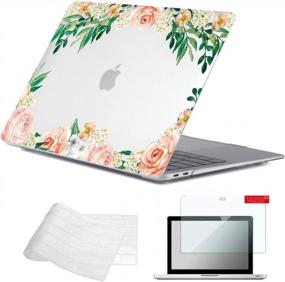 img 4 attached to Se7Enline Compatible With MacBook Air 13 Inch Case A1932/A2337/A2179 2022/2021/2020/2019 Crystal Laptop Covers Hard Case For Mac Air With Touch ID With TPU Keyboard Cover,Screen Protector,Rose Flowers