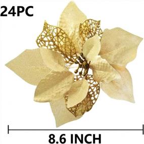 img 3 attached to Sparkle Up Your Festive Decor With COOLJOY 24 PCS Gold Poinsettia Artificial Flowers