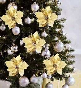 img 2 attached to Sparkle Up Your Festive Decor With COOLJOY 24 PCS Gold Poinsettia Artificial Flowers