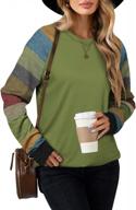 light and chic: women's color block blouse with long sleeves and loose fit logo