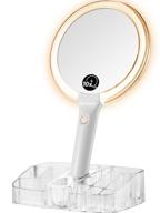 💡 omiro hand mirror with lights on a base cosmetic organizer: illuminated double-sided 1x/10x magnifying makeup mirror set логотип