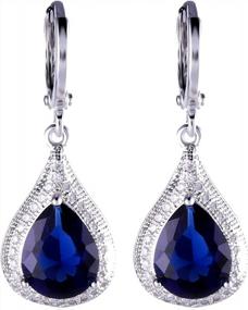 img 4 attached to Silver Tone Sapphire Rhinestone Dangle Earrings For Women Wedding Party Charm