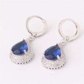 img 3 attached to Silver Tone Sapphire Rhinestone Dangle Earrings For Women Wedding Party Charm
