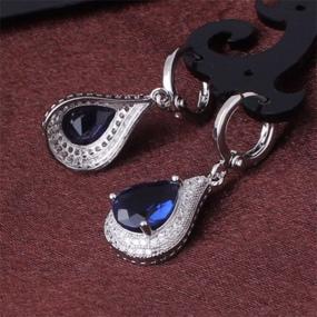 img 1 attached to Silver Tone Sapphire Rhinestone Dangle Earrings For Women Wedding Party Charm