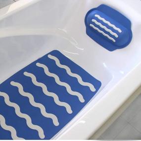 img 3 attached to Запатентованная нескользящая подушка для подголовника SAFELAND для ванны - экологически чистая, стираемая в машине, мягкая и удобная с мощными присосками (комбинированный цвет волны 13X8,5X1,4 дюйма)