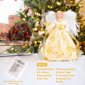 img 1 attached to HOHOTIME Angel Tree Topper с крыльями из белых перьев, Рождественская елка Topper со светодиодной подсветкой для праздничных украшений Toppers для елки, серебристый