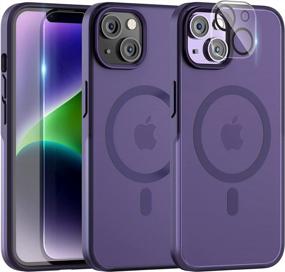 img 4 attached to TAURI [5 In 1] Magnetic For IPhone 14 Case [Compatible With MagSafe] With 2 Screen Protector +2 Camera Lens Protector, [Military Grade Drop Protection] Translucent Matte Slim Case 6.1 Inch, Purple