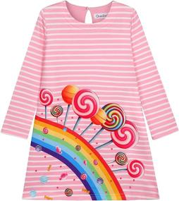 img 4 attached to Quedoris Lollipop Casual Printed Sleeve Girls' Clothing - Dresses