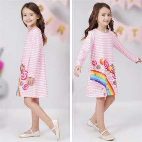 img 1 attached to Quedoris Lollipop Casual Printed Sleeve Girls' Clothing - Dresses