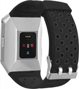 img 1 attached to SKYLET Fitbit Ionic Bands For Men With Case - Soft Replacement Sport Wristband Compatible With Fitbit Ionic Smart Watch With Metal Clasp For Men And Women - Black (Tracker Not Included)