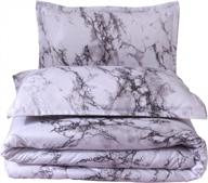 gray and white marble pattern printed microfiber bedding queen comforter set - yousa 3-piece logo