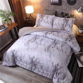 img 2 attached to Gray And White Marble Pattern Printed Microfiber Bedding Queen Comforter Set - YOUSA 3-Piece