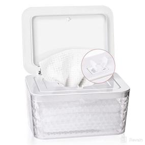 img 4 attached to 🧻 Whiidoom Baby Wipes Dispenser - Dustproof Wipes Holder Container Case with One-Handed Opening | Spring-Loaded Design to Keep Wipes Fresh and Moist | White