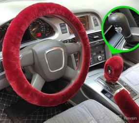 img 4 attached to 💄 Stay Glamorous in Wine Red: IBAIOU Universal 3Pcs Plush Women's Car Interior Set