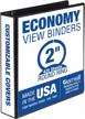 samsill economy 2 inch 3 ring binder, made in the usa, round ring binder, customizable clear view cover, black, (18560) logo