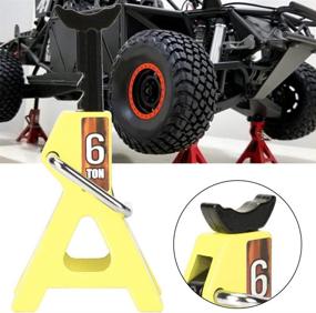 img 1 attached to 🚗 Adjustable Height RC Car Jack Stand, 6 Ton Lifting Jack for SCX10 TRX4 D90 1/10 RC Crawler - Yellow Metal Decoration Accessories