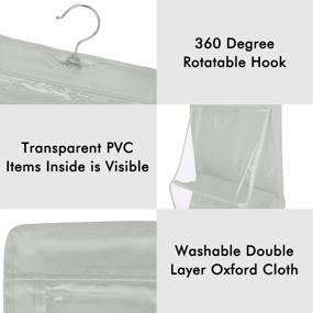 img 1 attached to 6-карманный складной подвесной органайзер для сумок, вешалка для хранения кошелька из ткани Оксфорд для шкафа, спальни и семьи, универсальная посадка - серый лирекс