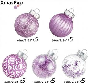 img 3 attached to Набор из 25 больших прозрачных пластиковых рождественских шаров - небьющиеся декоративные елочные шары с нежными светло-фиолетовыми украшениями, 2,36 дюйма в диаметре