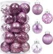 set of 25 large clear plastic christmas ball ornaments - shatterproof decorative tree balls with delicate light purple decorations, 2.36 inches in diameter logo