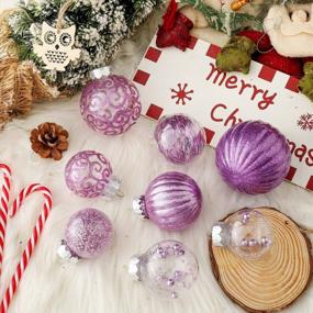 img 2 attached to Набор из 25 больших прозрачных пластиковых рождественских шаров - небьющиеся декоративные елочные шары с нежными светло-фиолетовыми украшениями, 2,36 дюйма в диаметре