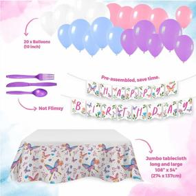 img 1 attached to All-In-One Butterfly Birthday Party Kit For 16 Guests - Includes Happy Birthday Banner, Tablecloth, Plates, Cups, Napkins, And Balloons In Pink Purple Mariposas Theme!