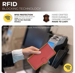 img 3 attached to Кожаные обложки для чековых книжек премиум-класса: надежная блокировка RFID для мужчин и женщин