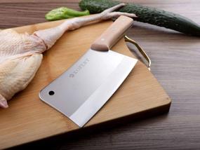 img 2 attached to KOFERY 7-Inch Blade Handmade Forged Stainless Steel Bone Cleaver Chopper Butcher Knife Heavy-Duty Cleaver With Full Tang Wooden Handle