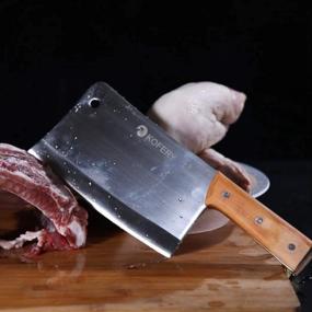 img 1 attached to KOFERY 7-Inch Blade Handmade Forged Stainless Steel Bone Cleaver Chopper Butcher Knife Heavy-Duty Cleaver With Full Tang Wooden Handle