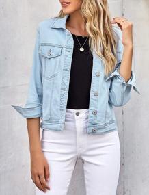 img 2 attached to LookbookStore Women'S Denim Jean Jackets - Basic Long Sleeves Button Down Fitted Style