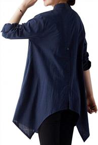 img 2 attached to Cotton Linen Tunic Shirts For Women: Loose-Fitting, Long Sleeve Dresses With Irregular Hem By SCOFEEL