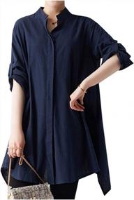 img 1 attached to Cotton Linen Tunic Shirts For Women: Loose-Fitting, Long Sleeve Dresses With Irregular Hem By SCOFEEL