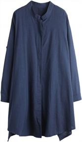 img 3 attached to Cotton Linen Tunic Shirts For Women: Loose-Fitting, Long Sleeve Dresses With Irregular Hem By SCOFEEL