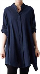 img 4 attached to Cotton Linen Tunic Shirts For Women: Loose-Fitting, Long Sleeve Dresses With Irregular Hem By SCOFEEL