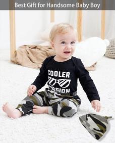 img 3 attached to Newborn Boy Clothes Outfit Set - Letter Print Romper, Long Pants, Hat (3PC Toddler)