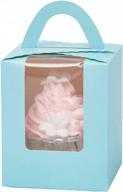 yotruth baby blue cupcake boxes for baby shower boy with window holder easy assembly bottom 50 count (classic series) логотип