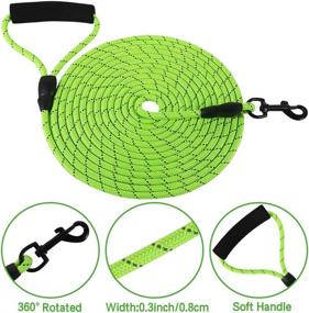 img 3 attached to 🐶 Vibrant Green Dog Check Cord, Reflective 20FT/6M Floating Long Recall Training Rope with Soft Handle for Hiking, Camping, Walking