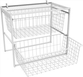 img 4 attached to White 2 Drawer Wire Basket Organizer Unit With Shelf - Sturdy Steel Construction & Easy Assembly For Pantry, Closet, Clothes, Linens | ClosetMaid