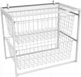img 3 attached to White 2 Drawer Wire Basket Organizer Unit With Shelf - Sturdy Steel Construction & Easy Assembly For Pantry, Closet, Clothes, Linens | ClosetMaid
